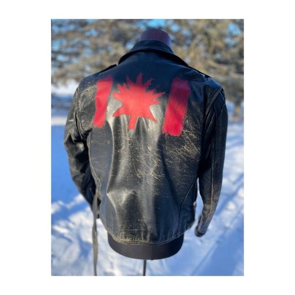 Vintage 80s Brush Fire Moto Steerhide Leather Jacket Biker Black Distressed Cana - Picture 8 of 16